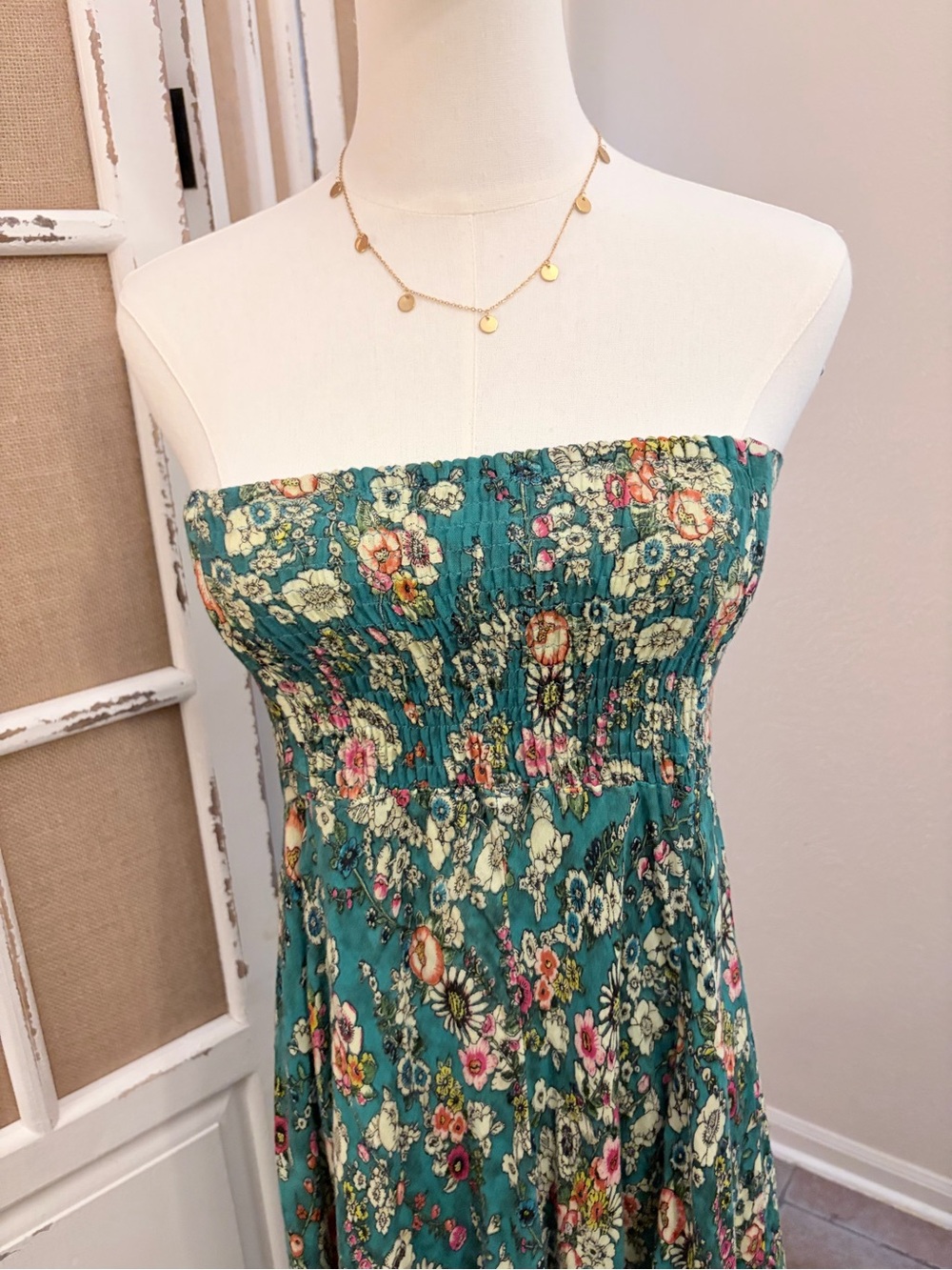 Natural Life Convertible Floral Strapless Dress/ Maxi Skirt Handkerchief Boho M